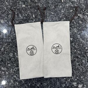 Hermes 2026 Drawstring Shoes White Dust Bag Pouch "14 x 7"